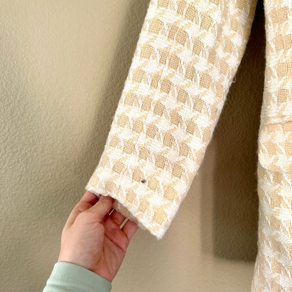 Vintage Anne Klein Houndstooth Wool Blend Skirt Suit Set Cream Size 8/10 - Picture 5 of 9